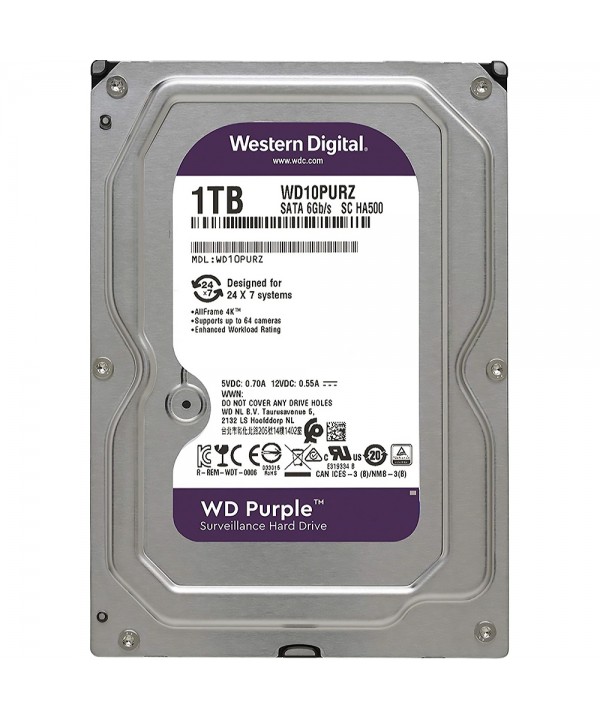 HD WD Purple WD10PURZ de 1TB /SATA 6Gb/s para Vigilancia CCTV/DVR/NVR